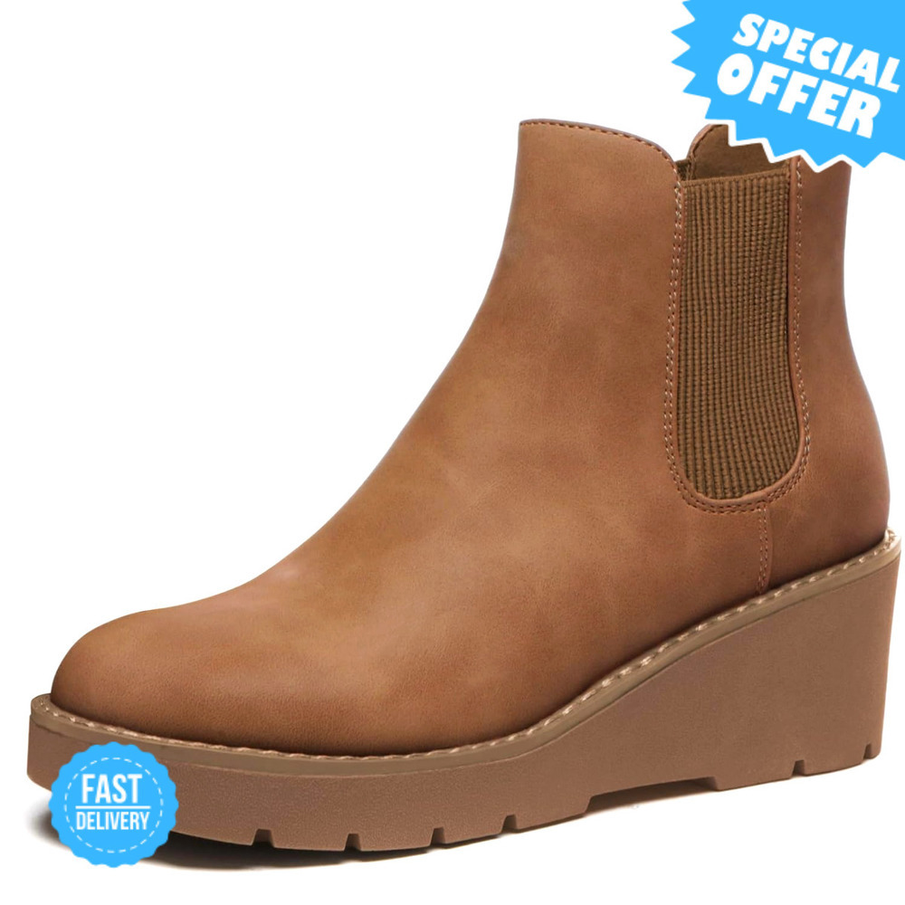 BRAND NEW Athlefit Chelsea Wedge Boots | Slip-On, Platform, Stylish